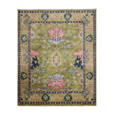 Multi Size Green, Rust Hand Knotted Muted Turkish Oushak 100% Wool William Morris Donegal Branches Arts and Craft Traditional Oriental Area Rug